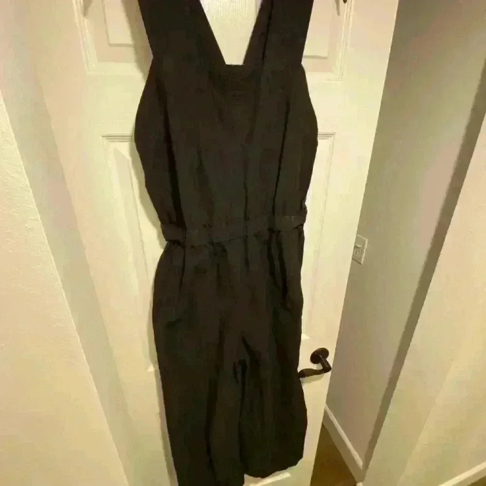 Everlane Women's Jumpsuit Fatigue Sleeveless Black Cotton Pockets size 4